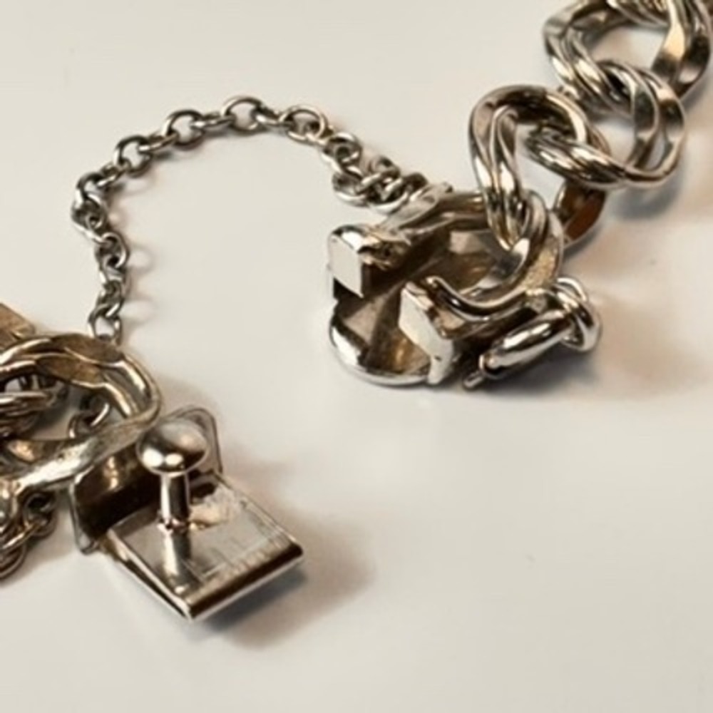 Vintage Sterling Silver Charm Bracelet Silver Travel Souvenir Coins Florida Boho - Picture 14 of 16